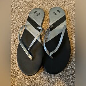 Under Armour Women's Size 12 Flip-Flops blue and black